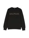 Balmain Logo-embellished Cotton Sweatshirt In Black