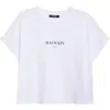 Balmain Logo Short-sleeve Crop T-shirt In White