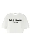 Balmain Logo Cotton Jersey Cropped T-shirt