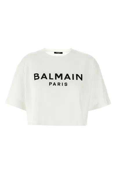 BALMAIN BALMAIN LOGO CROP T-SHIRT