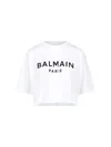 Balmain Logo Cotton Jersey Cropped T-shirt