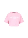 Balmain Logo Print Cropped T-shirt In Pink
