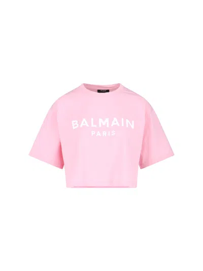 Balmain Logo Crop T-shirt