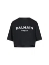 Balmain Graphic Print Cropped T-shirt With Short Sleeves In Black