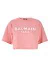 Balmain Logo Crop T-shirt In Pink