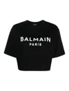 Balmain Cropped Logo T-shirt In Black
