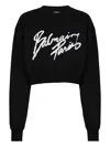 Balmain Logo-print Cotton Cropped Sweatshirt In Black