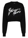 Balmain Logo-print Cotton Cropped Sweatshirt In Black