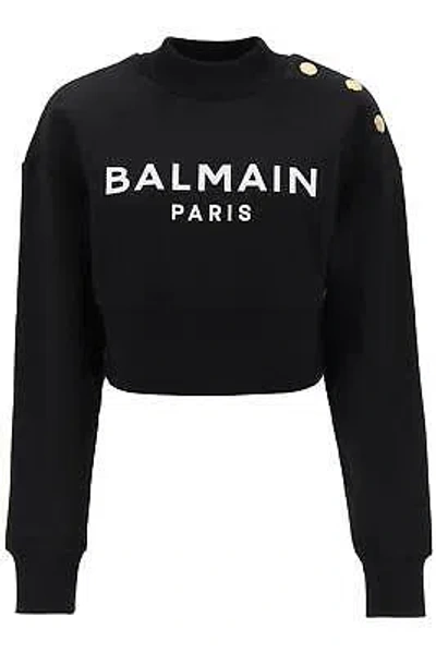 Pre-owned Balmain Logo Cropped Sweatshirt In Black