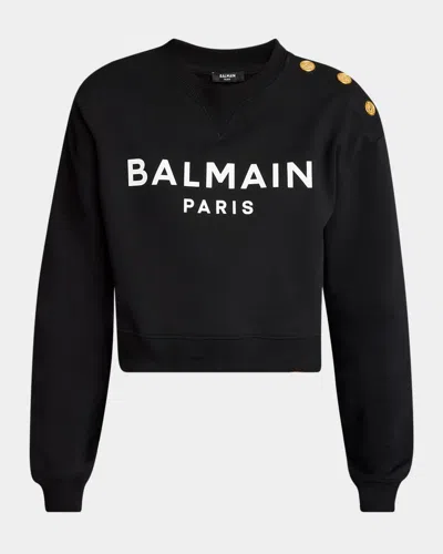 BALMAIN LOGO CROPPED SWEATSHIRT