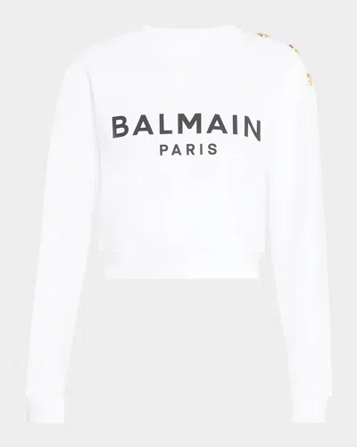 BALMAIN LOGO CROPPED SWEATSHIRT