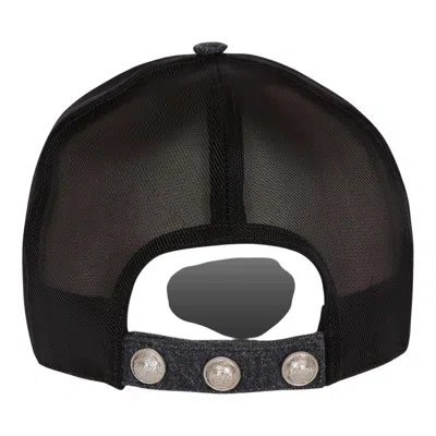 Balmain Logo Denim Mesh Cap In Black