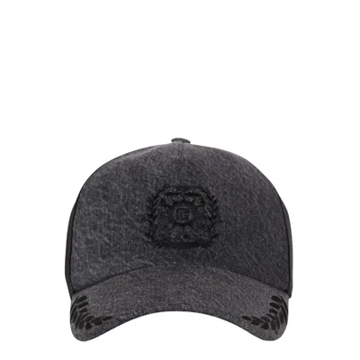 Balmain Logo Denim Mesh Cap In Black