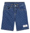 Balmain Logo Denim Shorts In Blue