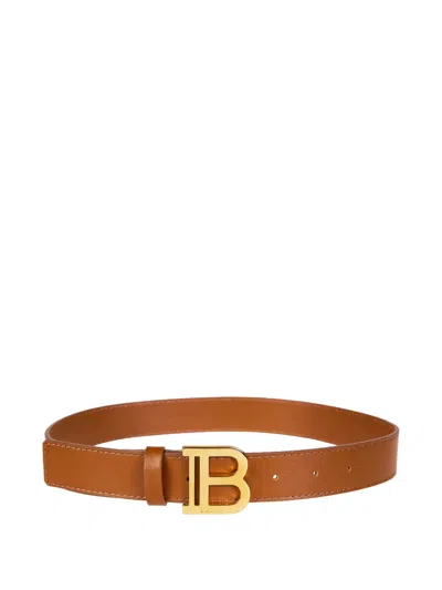 Balmain Logo-detail Buckle Belt In Brown