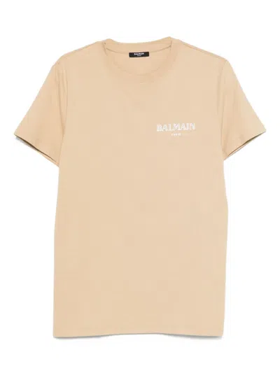 Balmain Logo-detail Cotton T-shirt In Neutral