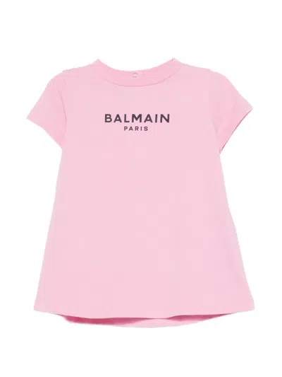 Balmain Babies' Logo-detail Dress In Pink