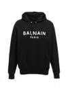 Balmain Logo Printed Drawstring Sweatshirt In Black