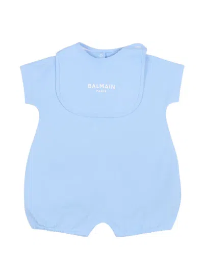 Balmain Babies' Logo-detail Romper Set In Blue