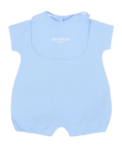 Balmain Logo-detail Romper Set In Blue