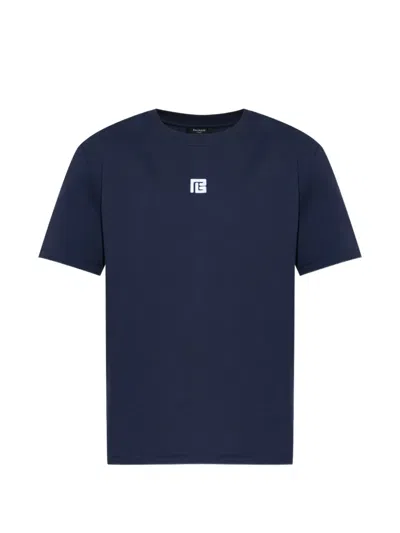 Balmain Logo-detail Short-sleeve T-shirt In Blue
