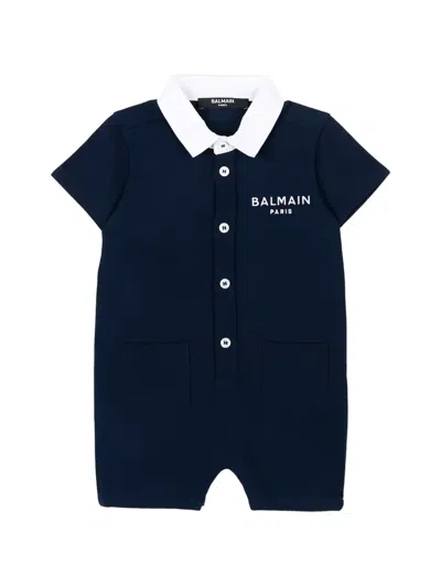 Balmain Babies' Logo-detail Shorties In Blue