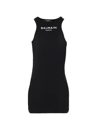 Balmain Kids' Logo-detail Sleeveless Dress In Black