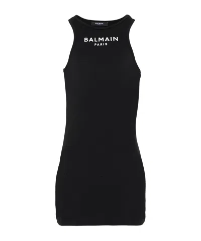 Balmain Logo-detail Sleeveless Dress In Black