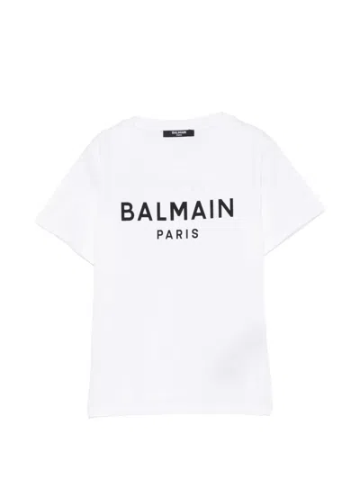 Balmain Logo Print Button Detail T-shirt In White
