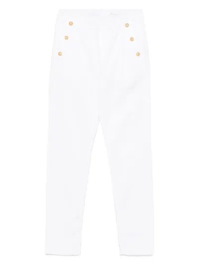 Balmain Kids' Logo-detail Trousers In White