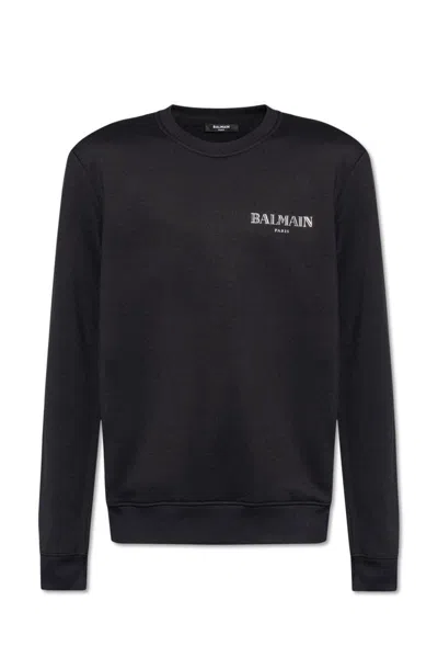 Balmain Logo Detailed Crewneck Sweatshirt In Black