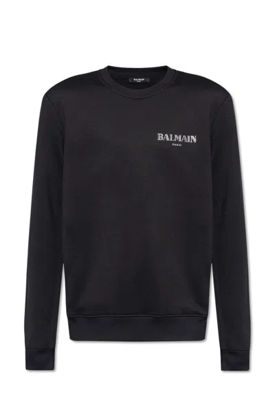 Balmain Logo-printed Crewneck Sweatshirt In Black