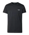 Balmain Black Crewneck T-shirt With Contrasting Logo Print In Cotton Man  In Black