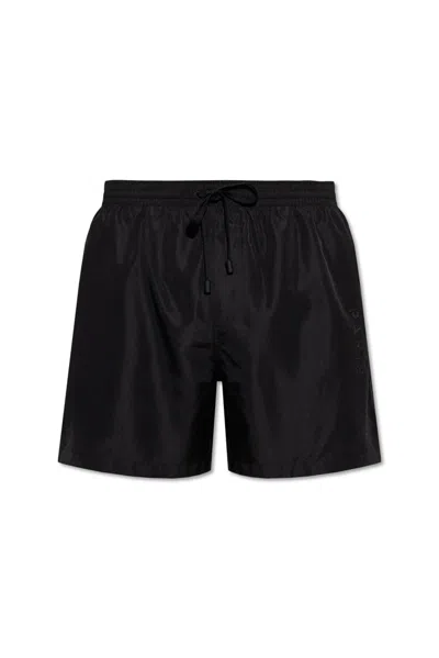Balmain Logo Detailed Drawstring Swim Shorts In Black