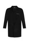 Balmain Logo-embroidered Single-breasted Coat In Nero