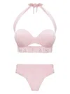 Balmain Logo-embellished Bikini Set In Pink