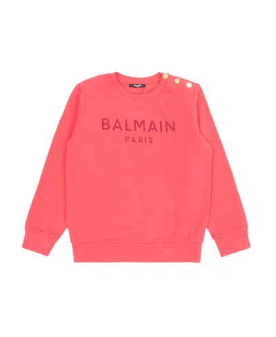 Balmain Logo-embellished Cotton Sweatshirt In Pink