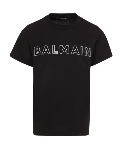Balmain Logo-embellished Cotton T-shirt In Black