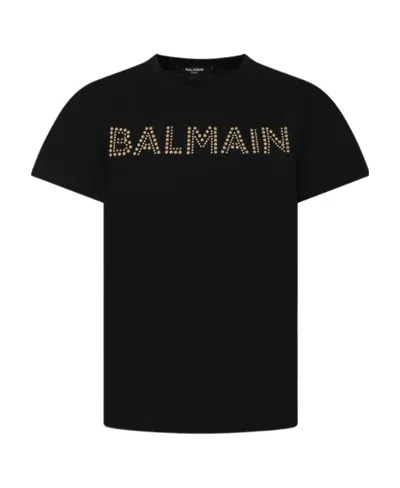 Balmain Logo-embellished Cotton T-shirt In Black