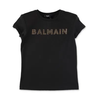 Balmain Logo-embellished Cotton T-shirt In Black