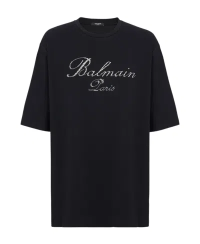 Balmain Logo-embellished Cotton T-shirt In Black