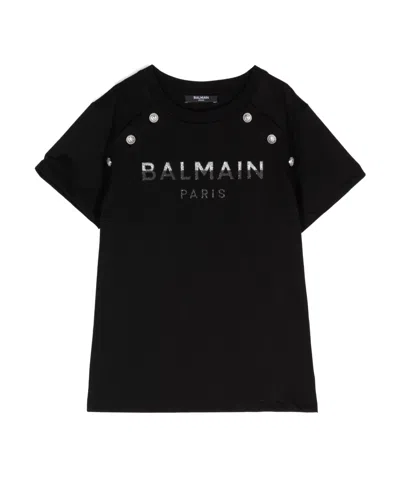 Balmain Logo-embellished Cotton T-shirt In Black