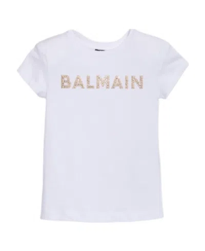 Balmain Logo-embellished Cotton T-shirt In White