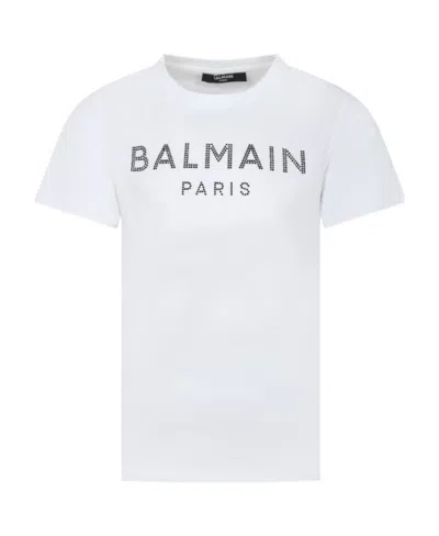 Balmain Logo-embellished Cotton T-shirt In White