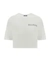 Balmain Logo-embellished Crop T-shirt In White