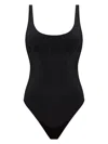 Balmain Sequined Logo One-piece Swimsuit In Black