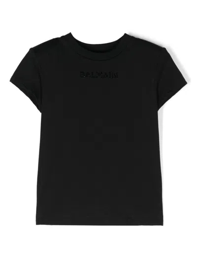 Balmain Kids' Logo Embellished T-shirt In Black