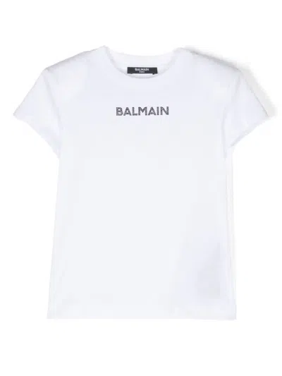 Balmain Kids' Logo Embellished T-shirt In White