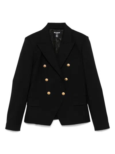 Balmain Kids' Logo Embossed-buttons Blazer In 黑色