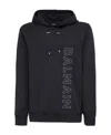 Balmain Logo-embossed Cotton Hoodie In Blue